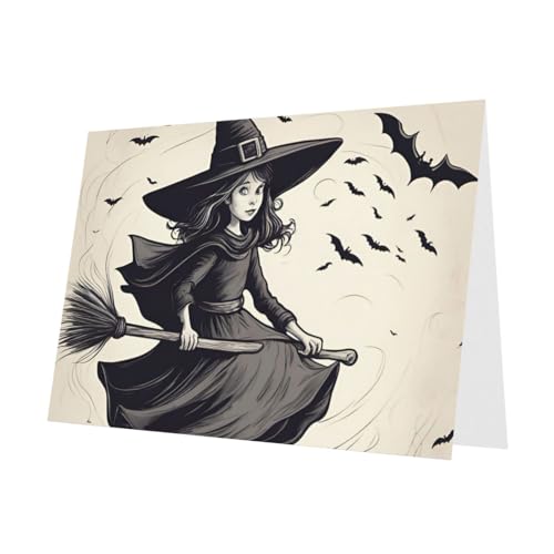 MUFLVDX Halloween-Hexen-Grußkarte, für alle Anlässe, mit Umschlägen, Perlen-Papierkarten für Geburtstage, Jubiläen, Weihnachten MUFLVDX Halloween-Hexen-Grußkarte, für alle Anlässe, mit Umschlägen, Perlen-Papierkarten für Geburtstage, Jubiläen, Weihnachten von MUFLVDX