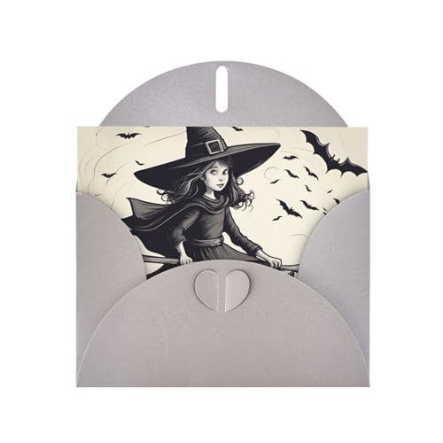 MUFLVDX Halloween-Hexen-Grußkarte, für alle Anlässe, mit Umschlägen, Perlen-Papierkarten für Geburtstage, Jubiläen, Weihnachten von MUFLVDX
