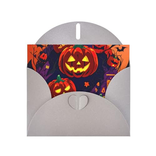 MUFLVDX Halloween-Kürbis-Grußkarte für alle Anlässe mit Umschlägen, Perlen-Papierkarten für Geburtstage, Jubiläen, Weihnachten von MUFLVDX