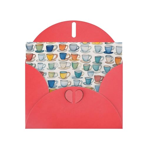 MUFLVDX Handgezeichnete Teekannen und Tassen, Grußkarte für alle Anlässe, mit Umschlägen, Perlen-Papierkarten für Geburtstage, Jubiläen, Weihnachten von MUFLVDX