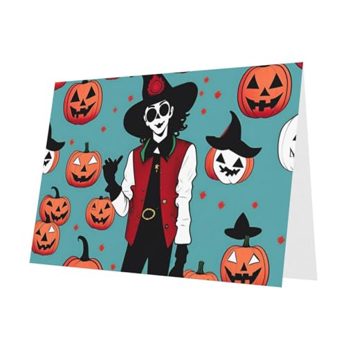 MUFLVDX Happy Halloween Day Grußkarte für alle Anlässe mit Umschlägen, Perlenpapierkarten für Geburtstage, Jubiläen, Weihnachten MUFLVDX Happy Halloween Day Grußkarte für alle Anlässe mit Umschlägen, Perlenpapierkarten für Geburtstage, Jubiläen, Weihnachten von MUFLVDX