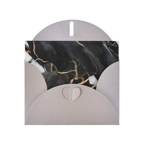 MUFLVDX Hellschwarze Marmor-Grußkarte für alle Anlässe mit Umschlägen, Perlpapierkarten für Geburtstage, Jubiläen, Weihnachten von MUFLVDX