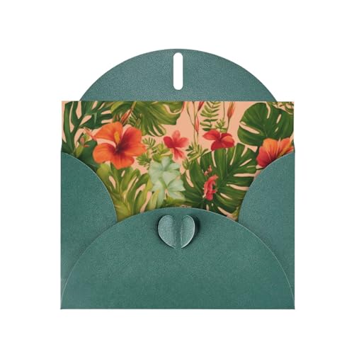 MUFLVDX Hojas Tropicales Y Flores Grußkarte für alle Anlässe, mit Umschlägen, Perlpapierkarten für Geburtstage, Jubiläen, Weihnachten von MUFLVDX