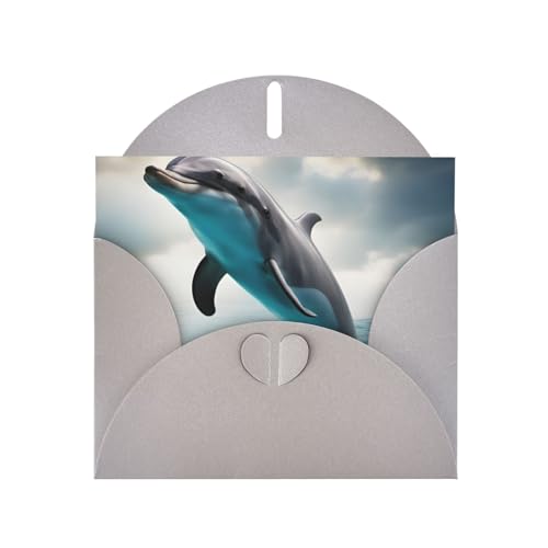 MUFLVDX Lustige Delfin-Grußkarte für alle Anlässe, mit Umschlägen, Perlen-Papierkarten für Geburtstage, Jubiläen, Weihnachten von MUFLVDX