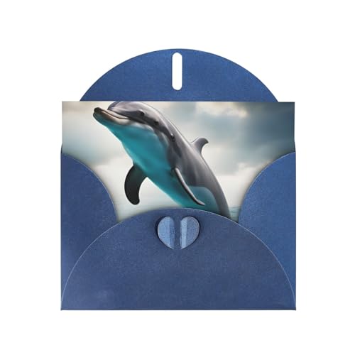 MUFLVDX Lustige Delfin-Grußkarte für alle Anlässe, mit Umschlägen, Perlen-Papierkarten für Geburtstage, Jubiläen, Weihnachten von MUFLVDX