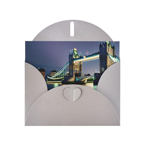 MUFLVDX Night London Tower Bridge Grußkarte für alle Anlässe mit Umschlägen, Perlpapierkarten für Geburtstage, Jubiläen, Weihnachten von MUFLVDX
