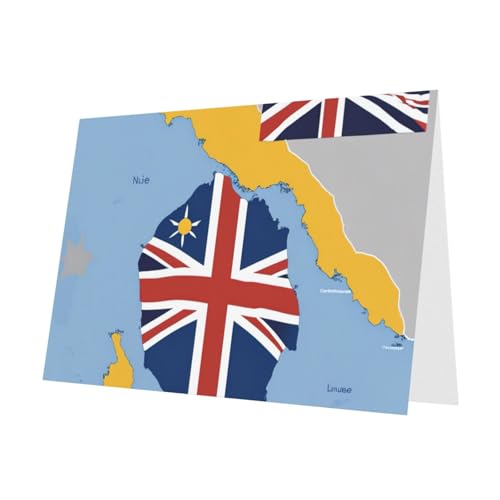 MUFLVDX Niue Grußkarte mit Flagge, für alle Anlässe, mit Umschlägen, Perlpapierkarten für Geburtstage, Jubiläen, Weihnachten von MUFLVDX