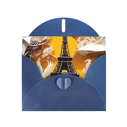 MUFLVDX Paris Eiffelturm Grußkarte für alle Anlässe mit Umschlägen, Perlpapierkarten für Geburtstage, Jubiläen, Weihnachten von MUFLVDX
