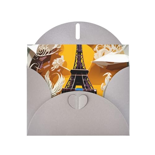 MUFLVDX Paris Eiffelturm Grußkarte für alle Anlässe mit Umschlägen, Perlpapierkarten für Geburtstage, Jubiläen, Weihnachten von MUFLVDX