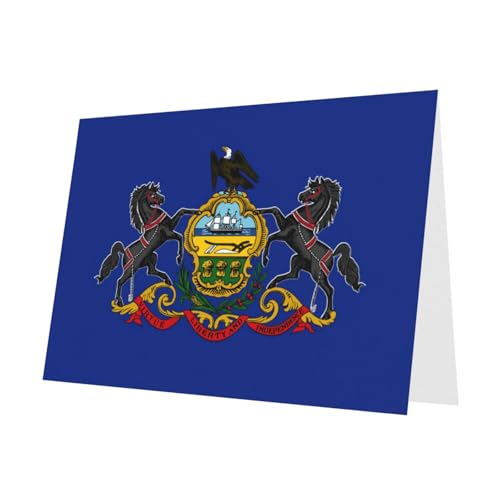 MUFLVDX Pennsylvania Grußkarte mit Staatsflagge, für alle Anlässe, mit Umschlägen, Perlen-Papierkarten für Geburtstage, Jubiläen, Weihnachten von MUFLVDX