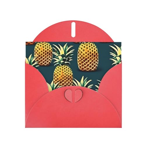 MUFLVDX Retro-Ananas-Grußkarte für alle Anlässe mit Umschlägen, Perlpapierkarten für Geburtstage, Jubiläen, Weihnachten von MUFLVDX