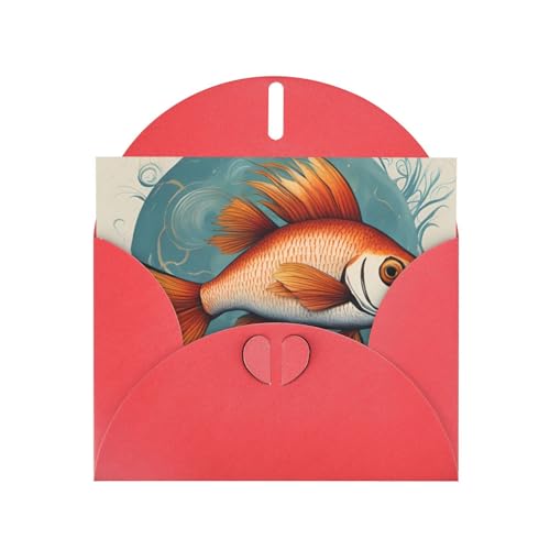 MUFLVDX Schöne Fisch-Grußkarte für alle Anlässe mit Umschlägen, Perlen-Papierkarten für Geburtstage, Jubiläen, Weihnachten von MUFLVDX