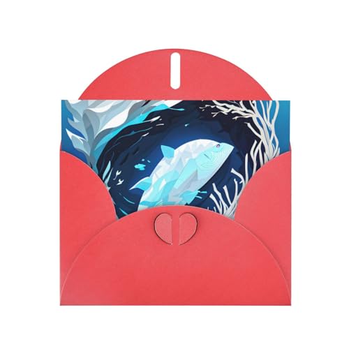 MUFLVDX Tiefblaue Tierwal-Grußkarte für alle Anlässe mit Umschlägen, Perlpapierkarten für Geburtstage, Jubiläen, Weihnachten von MUFLVDX