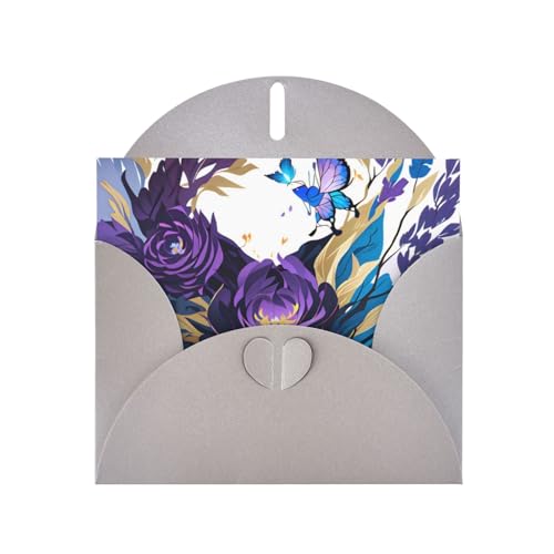 MUFLVDX Violette Schmetterlings-Grußkarte für alle Anlässe mit Umschlägen, Perlen-Papierkarten für Geburtstage, Jubiläen, Weihnachten von MUFLVDX