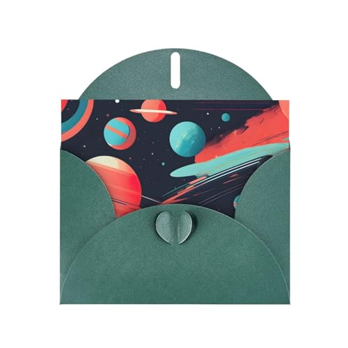 MUFLVDX Weltraumplaneten-Grußkarte für alle Anlässe mit Umschlägen, Perlpapierkarten für Geburtstage, Jubiläen, Weihnachten von MUFLVDX
