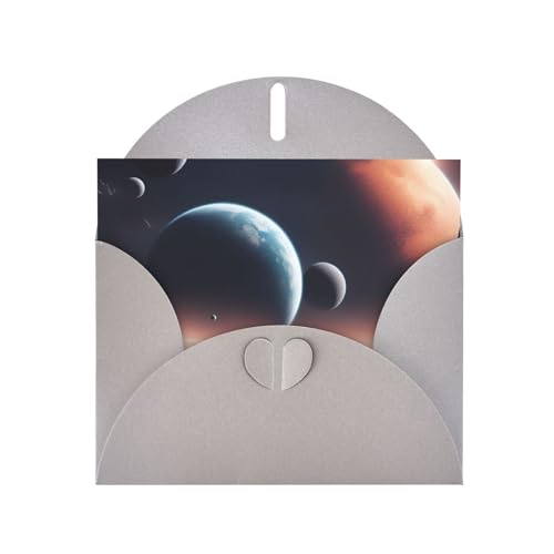 MUFLVDX Weltraumplaneten-Grußkarte für alle Anlässe mit Umschlägen, Perlpapierkarten für Geburtstage, Jubiläen, Weihnachten von MUFLVDX