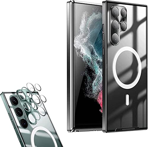 Streamer Frosted Magic Shield Metal Shell for Samsung S22/S21/Plus/Ultra,Full Body Protective Shockproof Phone Case,Compatible with Magnetic Charging,with Lens Protection. (for S22 Plus, Black) von MUGUOY