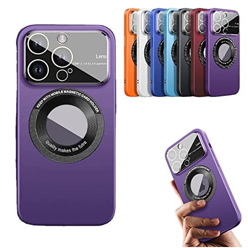 MUGUOY Tempered Glass Magnetic Shockproof Case Cover for iPhone 14 13 12 Pro Max,Full Lens Protection,Strong Magnets,Built-in Anti-Drop Airbag,Non-Fingerprint,Scratch-Resistant. (for 12 Pro, Purple) von MUGUOY