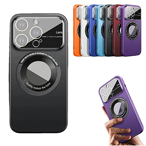 Tempered Glass Magnetic Shockproof Case Cover for iPhone 14 13 12 Pro Max,Full Lens Protection,Strong Magnets,Built-in Anti-Drop Airbag,Non-Fingerprint,Scratch-Resistant. (for 14 Pro Max, Black) von MUGUOY