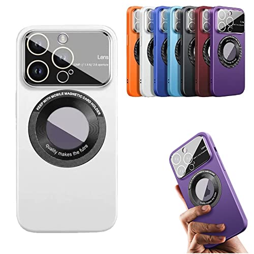 Tempered Glass Magnetic Shockproof Case Cover for iPhone 14 13 12 Pro Max,Full Lens Protection,Strong Magnets,Built-in Anti-Drop Airbag,Non-Fingerprint,Scratch-Resistant. (for 14 Pro Max, White) von MUGUOY