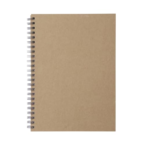 MUJI 無印良品 -A5 Doppelring-Notizbuch, blanko, 80 Blatt, 360° faltbar, Recyclingpapier, Schwarz und Kraft, hergestellt in Japan (3, Beige) von MUJI 無印良品