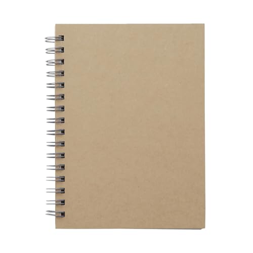 MUJI 無印良品 - A6-Doppelring-Notizbuch, 80 Blanko-Blätter, Recyclingpapier, 360-Grad-Faltdesign, Weiß und Krafteinband (3, Beige) von MUJI 無印良品