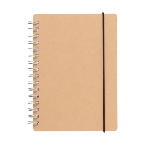MUJI 無印良品 -A6 Doppelring-Punktraster Notizbuch, 10,7 x 14,8 cm, 70 Blatt, Beigefarbener Einband mit elastischem Verschluss (3, Beige) von MUJI 無印良品