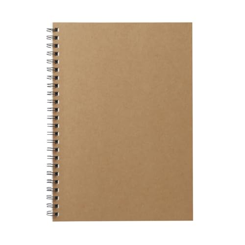 MUJI Doppelring-Notizbuch, gepflanztes Baumpapier, linierte Seiten, Dunkelgrau (3, Beige) von MUJI 無印良品