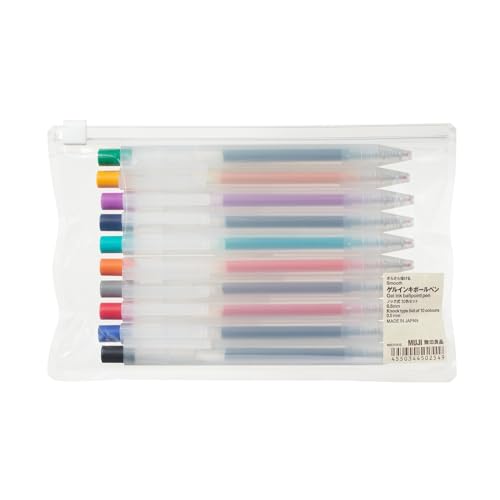MUJI 無印良品 Gelschreiber, glatt, einziehbar, 10 Farben, 0,5 mm feine Spitze, hergestellt in Japan, 3 Stück von MUJI 無印良品