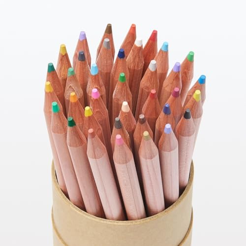 MUJI 無印良品 Zedernholz Buntstifte, japanisches Kunsthandwerk, Kunstzeichnungsset (36 Buntstifte) von MUJI 無印良品