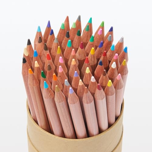 MUJI 無印良品 Zedernholz Buntstifte, japanisches Kunsthandwerk, Kunstzeichnungsset (60 Buntstifte) von MUJI 無印良品