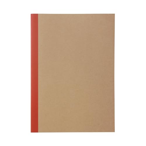 RMUJI - Notizbuch aus recyceltem Papier mit Krafteinband, roter Rücken, leere Seiten (1, Beige) von MUJI 無印良品
