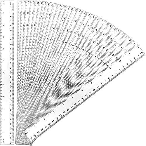 MUKCHAP 30 Stück Lineal 30 cm Durchsichtig, Kunststoff Lineal mit Zoll und Metrischem, Geradem Lineal, Transparentes Lineal, Messwerkzeug von MUKCHAP