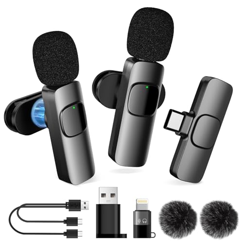 MULBEVD Kabelloses Lavalier Mikrofon für iPhone/iPad/Laptop, Professionelles Dual Ansteckmikrofon mit USB-C/USB-Stecker für Videoaufzeichnung, Vlog, YouTube, TikTok (WM-0) von MULBEVD