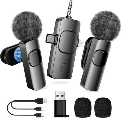 MULBEVD Ansteckmikrofon kabellos für Handy/iPhone/Android/PC/Kamera, Mini-Mikrofon für Videoaufzeichnung, Live-Streaming, YouTube, TikTok, Vlog, Interview – Mikrofon mit Rauschunterdrückung von MULBEVD