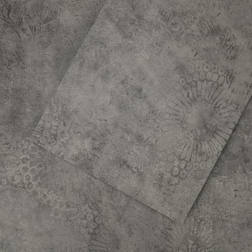 Mulgreat PVC-Boden Selbstklebende Vinyl-Fliesen, Vinylboden Hell Grau Pattern Stein Muster-60,96 cm x 30,48 cm x 1,5 mm, Hellgraue Blume von MULGREAT