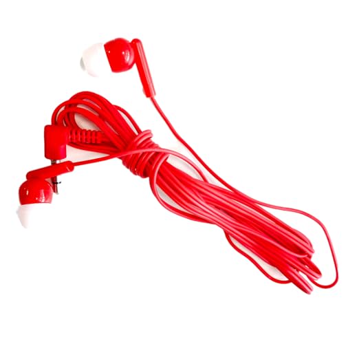 M&E – Packung Einwegkopfhörer mit 100 Stück, Kopfhörer mit 3,5-mm-Klinkenanschluss, in einzelnen Taschen für maximale Hygiene, Farbe Rot von MULTIMEDIA & ENGINEERING