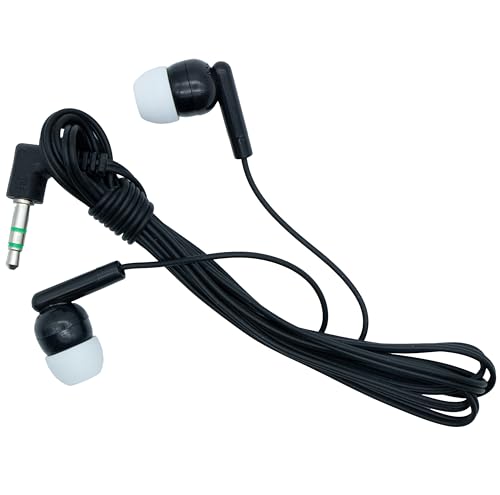 M&E – Packung Einwegkopfhörer mit 100 Stück, Kopfhörer mit 3,5-mm-Klinkenstecker, verpackt in einzelnen Taschen für maximale Hygiene, Schwarze Farbe von MULTIMEDIA & ENGINEERING