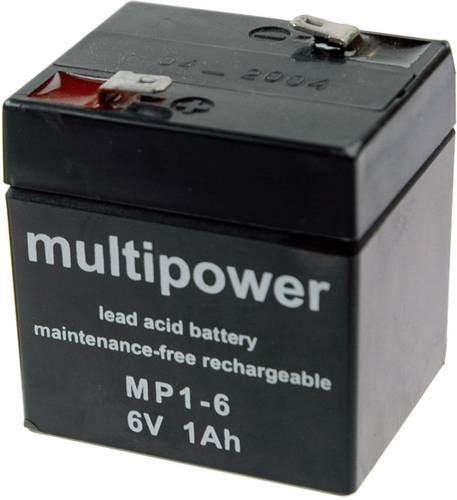 Multipower MP1-6 MP1-6 Bleiakku 6V 1Ah Blei-Vlies (AGM) (B x H x T) 51 x 55 x 42mm Flachstecker 4.8m von MULTIPOWER