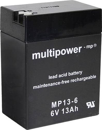 Multipower MP13-6 A96801 Bleiakku 6V 13Ah Blei-Vlies (AGM) (B x H x T) 108 x 140 x 70mm Flachstecker von MULTIPOWER