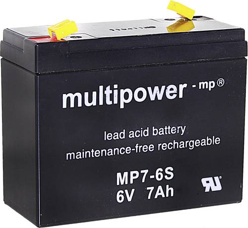 Multipower MP7-6S 300402 Bleiakku 6V 7Ah Blei-Vlies (AGM) (B x H x T) 116 x 99 x 50mm Flachstecker 4 von MULTIPOWER