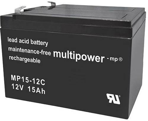 Multipower PB-12-15 MP15-12C Bleiakku 12V 15Ah Blei-Vlies (AGM) (B x H x T) 151 x 104.5 x 99mm Flach von MULTIPOWER