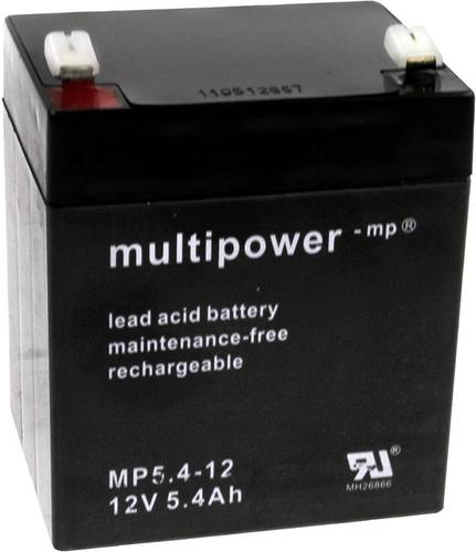 Multipower PB-12-5,4-4,8 MP5,4-12 Bleiakku 12V 5.4Ah Blei-Vlies (AGM) (B x H x T) 90 x 107 x 70mm Fl von MULTIPOWER