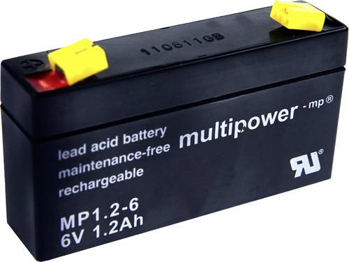 Multipower PB-6-1,2-4,8 MP1,2-6 Bleiakku 6V 1.2Ah Blei-Vlies (AGM) (B x H x T) 97 x 57 x 25mm Flachs von MULTIPOWER