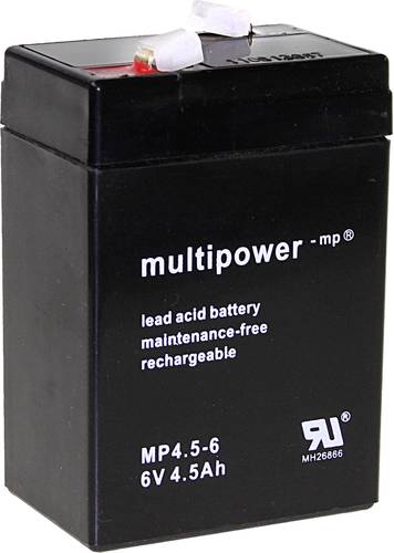Multipower PB-6-4,5-4,8 MP4,5-6 Bleiakku 6V 4.5Ah Blei-Vlies (AGM) (B x H x T) 70 x 105 x 47mm Flach von MULTIPOWER