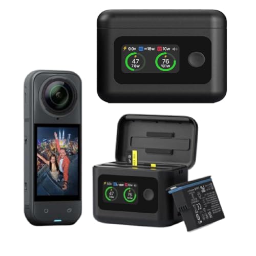 Akku-Ladegerät-Set für Insta360 X5, gleichzeitiges Laden von 2 Batterien mit Misro-SD-Kartensteckplätzen, 2-K-Kamera-Akku-Ladegerät, tragbarer Akkuhalter für Insta360 X5-Zubehör Akku-Ladegerät-Set für Insta360 X5, gleichzeitiges Laden von 2 Batterien mit Misro-SD-Kartensteckplätzen, 2-K-Kamera-Akku-Ladegerät, tragbarer Akkuhalter für Insta360 X5-Zubehör von MUMQAQ