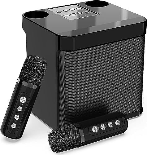 Karaoke Maschine,Bluetooth Karaoke Anlage mit 2 Mikrofonen, Lautsprecher Tragbares PA Anlage Karaoke Set Karaoke Mikrofon mit USB/TF-Karte/AUX,für Heimparty,Hochzeit,Kirche,Picknick,Outdoor (Schwarz) von MUMUWIND
