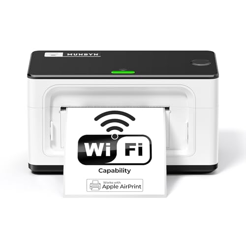 MUNBYN Airprint Etikettendrucker WiFi Labeldrucker WLAN 4x6 Versandetiketten Drucker Thermodrucker Etiketten Thermal Printer für Amazon Shopify Ebay DHL DPD Hermes UPS FedEx GLS, ITPP941AP Weiß von MUNBYN