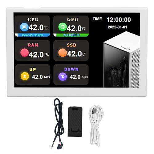 MUNEFE IPS-USB-Bildschirm, 5-Zoll-Datenmonitor, Typ-C-Unterbildschirm, PC-Datenmonitor für Laptop- oder Desktop-Einrichtung als sekundäres Display (Weiß) von MUNEFE