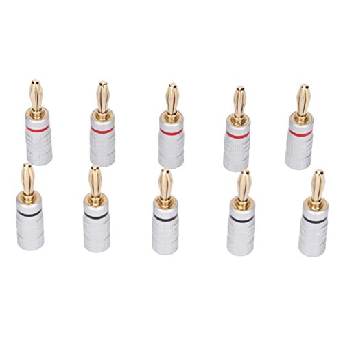 MUNEFE Lautsprecher-Bananenstecker, Audio-Klinkenstecker, 24-Karat-Gold-Lautsprecherstecker mit Doppelschraubenverriegelung für Lautsprecherkabel, Heimkino MUNEFE Lautsprecher-Bananenstecker, Audio-Klinkenstecker, 24-Karat-Gold-Lautsprecherstecker mit Doppelschraubenverriegelung für Lautsprecherkabel, Heimkino von MUNEFE